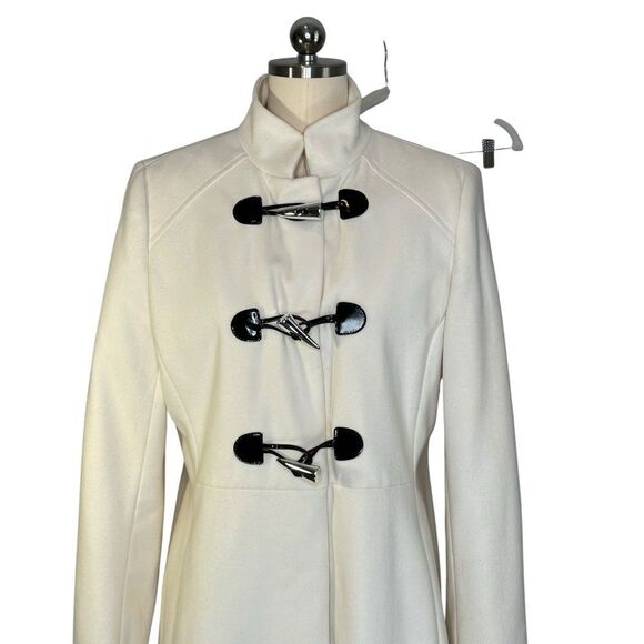 Via Spiga Cream Wool Blend Toggle Closure Tailored Coat | Size 8 - Picture 3 of 11